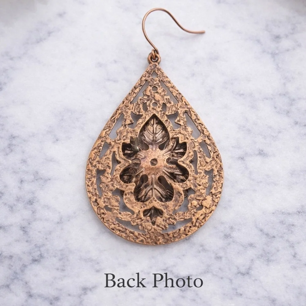 ROSE GOLD AND SILVER Vintage Drop Earrings.